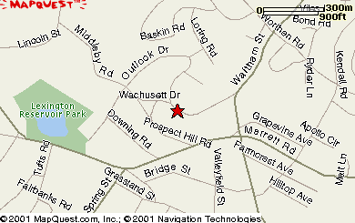 Map of streets around XenCraft from route 2A to Wachusett Drive